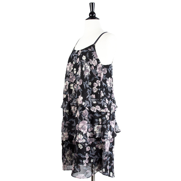 Mystree | Floral Print Tiered Ruffle Dress - Picture 3 of 4